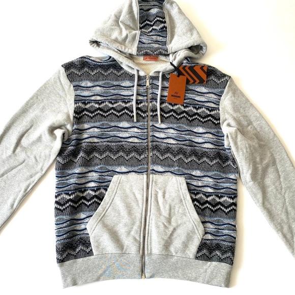 MISSONI Mens Zip Thru Hoodie with Zig Zag Front - Size M - MSRP $695 - BNWT - Picture 3 of 12